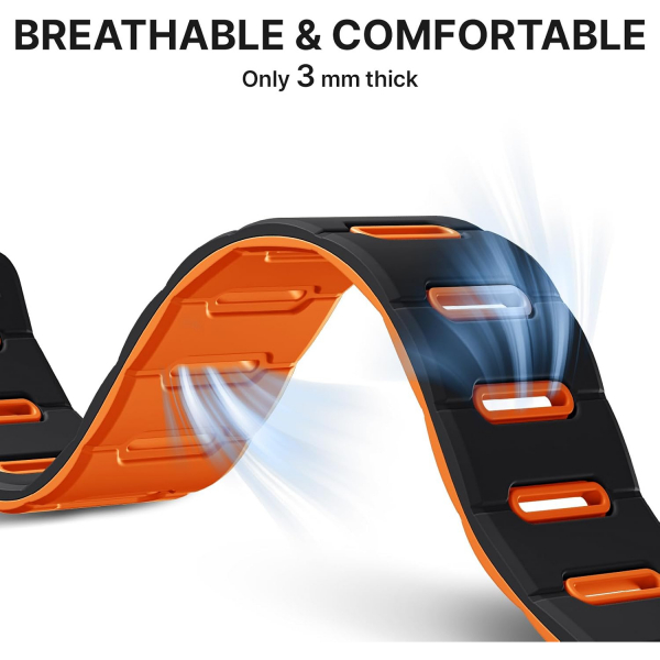 Bandletic �ift Tarafl� Manyetik Silikon Kay�� 42mm-Black/Orange