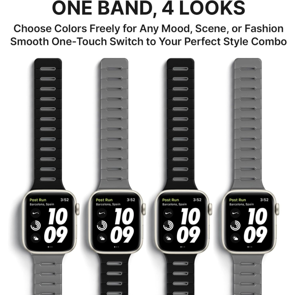 Bandletic �ift Tarafl� Manyetik Silikon Kay�� 42mm-Black/Gray