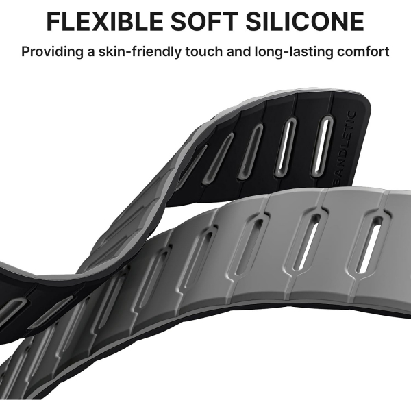Bandletic �ift Tarafl� Manyetik Silikon Kay�� 42mm-Black/Gray