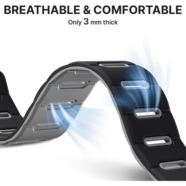 Bandletic �ift Tarafl� Manyetik Silikon Kay�� 42mm-Black/Gray