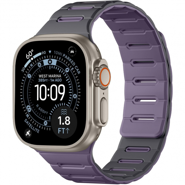 Bandletic �ift Tarafl� Manyetik Silikon Kay�� 42mm-Dark Gray/Purple
