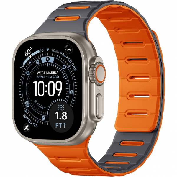 Bandletic �ift Tarafl� Manyetik Silikon Kay�� 42mm-Gray/Orange