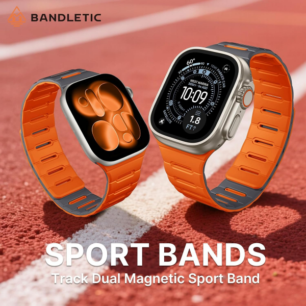 Bandletic �ift Tarafl� Manyetik Silikon Kay�� 42mm-Gray/Orange
