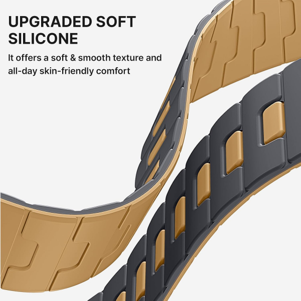 Bandletic �ift Tarafl� Manyetik Silikon Kay�� 42mm-Anthracite Gray/Ochre