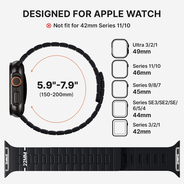 Bandletic �ift Tarafl� Manyetik Silikon Kay�� 42mm-Black