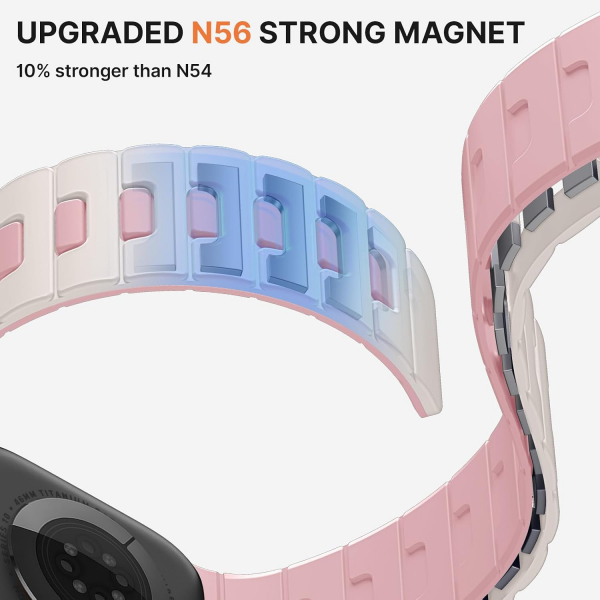 Bandletic �ift Tarafl� Manyetik Silikon Kay�� 42mm-Starlight/Pink