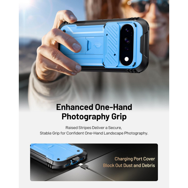 Poetic Google Pixel 11 Standl� Tam Koruma K�l�f -Light Blue