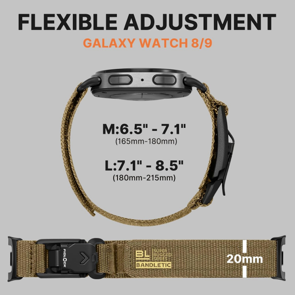 Bandletic Galaxy Watch 9/8 Naylon Sport Kay�� (Medium)-Tan