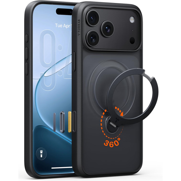 TORRAS Q3 Spin iPhone 18 Pro Standl� Manyetik K�l�f-Black