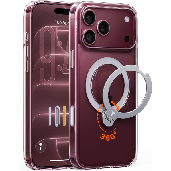 TORRAS Q3 Spin iPhone 18 Pro Standl� Manyetik K�l�f-Clear