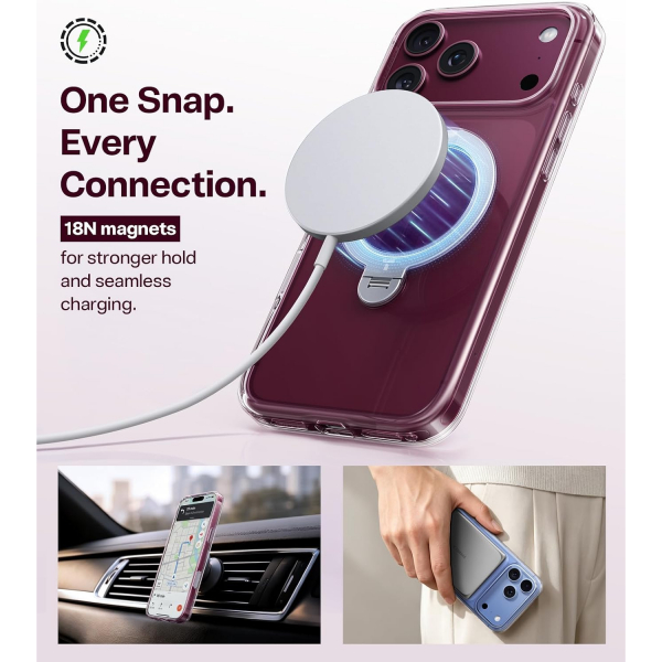 TORRAS Q3 Spin iPhone 18 Pro Standl� Manyetik K�l�f-Clear