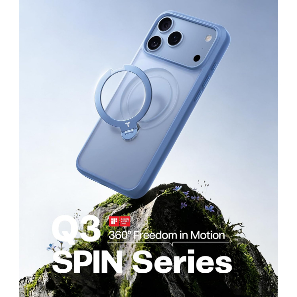 TORRAS Q3 Spin iPhone 18 Pro Standl� Manyetik K�l�f-Light Blue