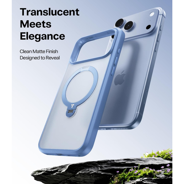 TORRAS Q3 Spin iPhone 18 Pro Standl� Manyetik K�l�f-Light Blue