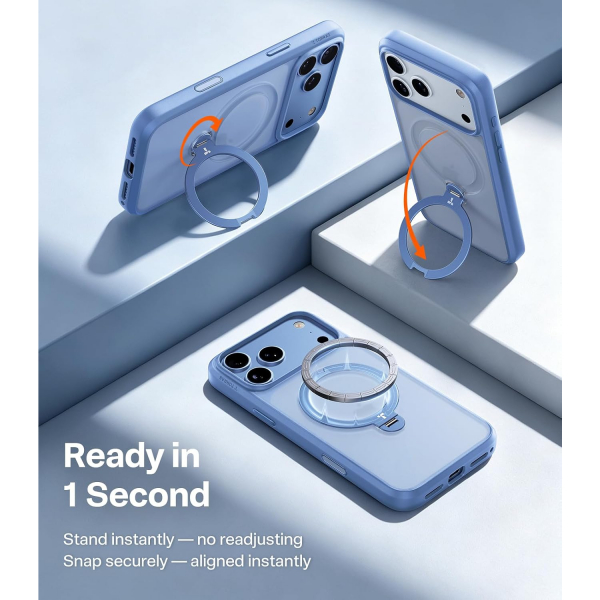 TORRAS Q3 Spin iPhone 18 Pro Standl� Manyetik K�l�f-Light Blue