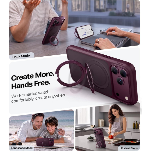 TORRAS iPhone 18 Pro Max Standl� Manyetik K�l�f-Purple