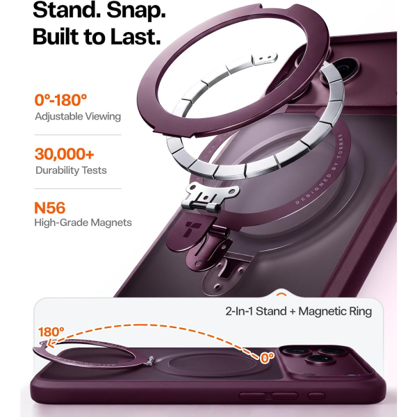 TORRAS iPhone 18 Pro Max Standl� Manyetik K�l�f-Purple