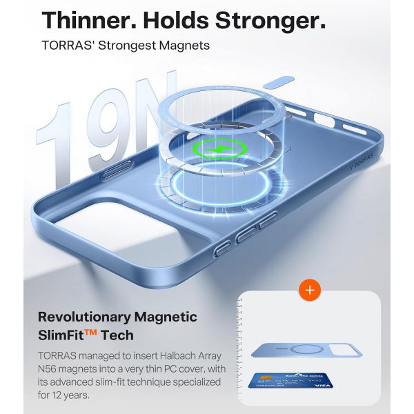 TORRAS OriginFit iPhone 18 Pro Max Manyetik �nce K�l�f-Glacier Blue