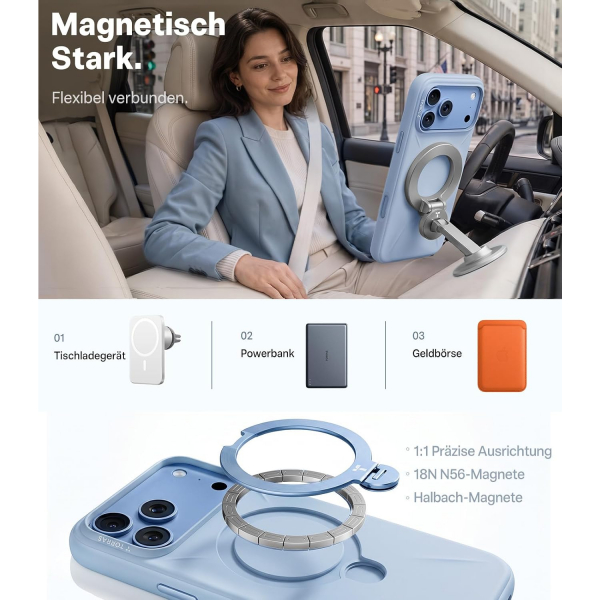 TORRAS Q3 iPhone 18 Pro Max Standl� Silikon K�l�f-Blue