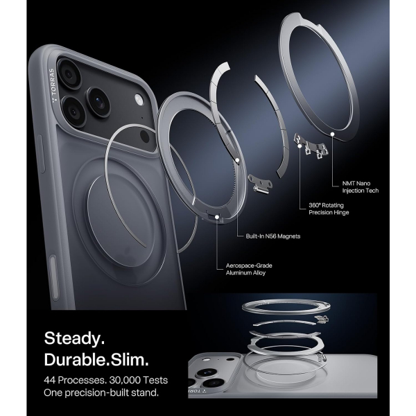 TORRAS O1S iPhone 18 Pro Max Standl� K�l�f-Silver Gray
