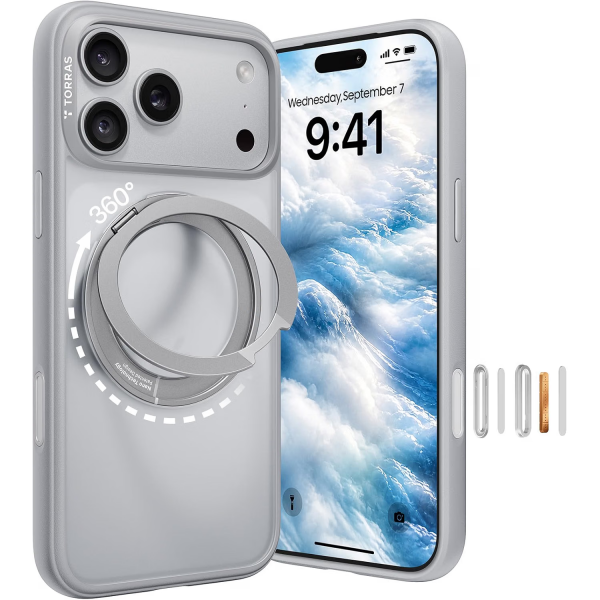 TORRAS O1S iPhone 18 Pro Max Standl� K�l�f-Silver Gray