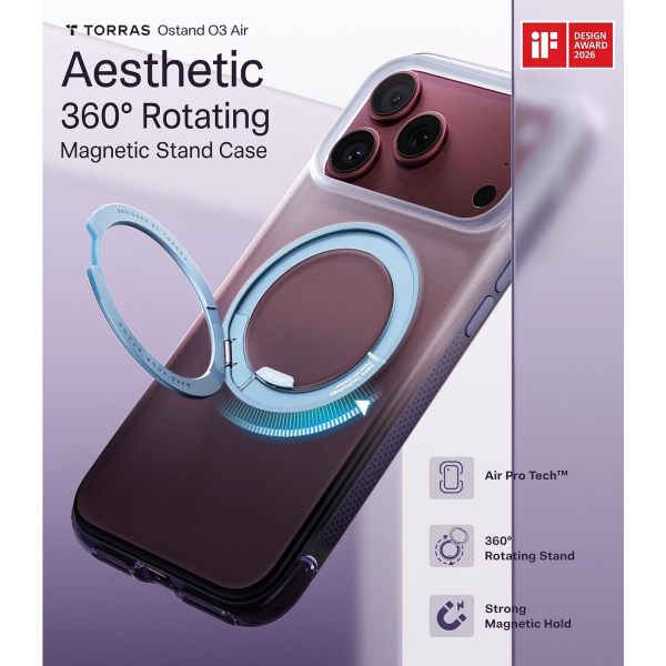 TORRAS O3 AIR Gradient iPhone 18 Pro Max Standl� K�l�f-Burgundy Purple Haze