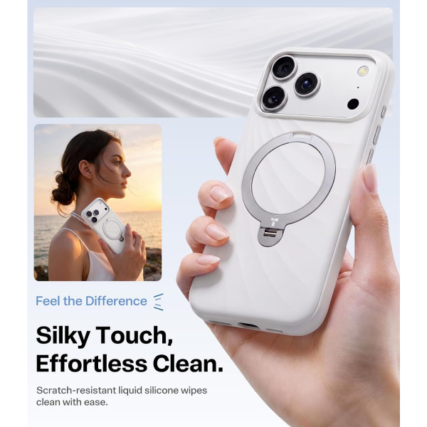 TORRAS Q3 Wind iPhone 18 Pro Max Standl� Silikon K�l�f-Ivroy White