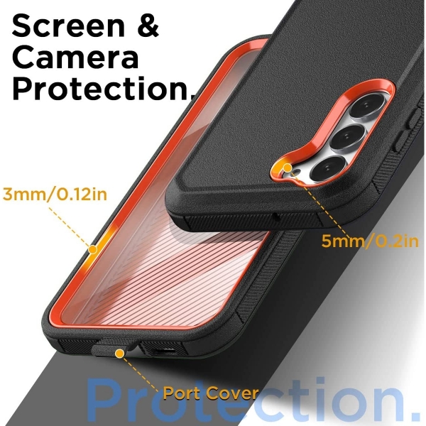 AICase Galaxy S23 Plus Klf (MIL-STD-810G)-Black Orange