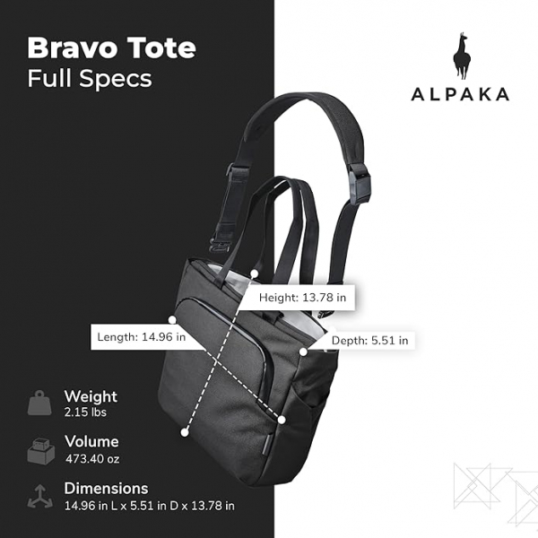 ALPAKA Bravo Tote Laptop antas(16 in)-Black 