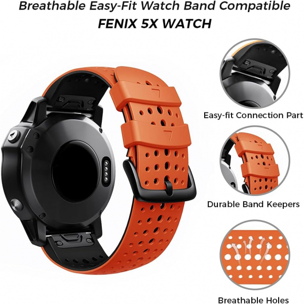 ANCOOL Garmin Fenix 7X/6X/5X Kay -Orange