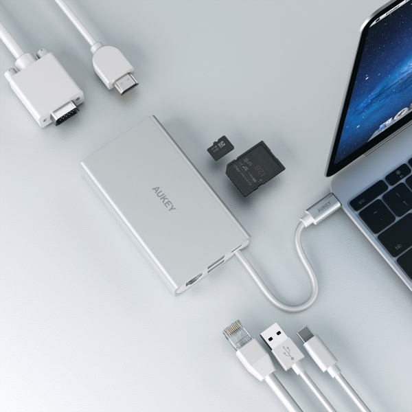 AUKEY USB C oklu Hub Adaptr (Gray)