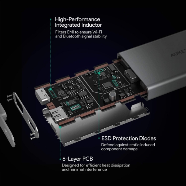 AUKEY USB C oklu Hub Adaptr (Gray)