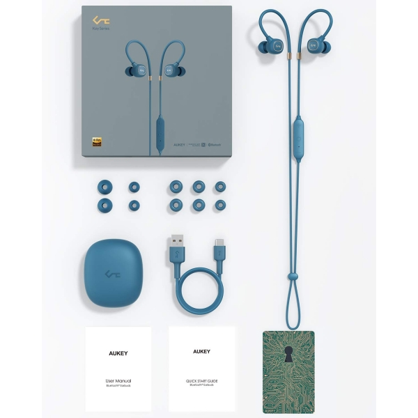 AUKEY Key Serisi B80 Bluetooth Kancal Kulaklk-Blue