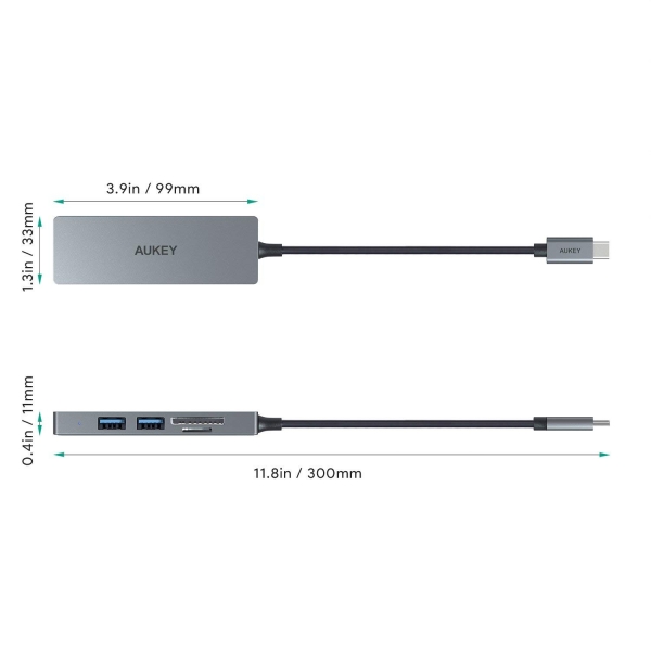 AUKEY USB C Hub SD / Mikro SD Kart Okuyucu (Gm)