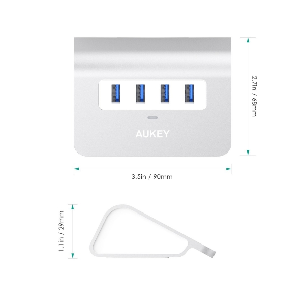 AUKEY Veri Aktarm iin 4 Balantl 3.0 USB (Gm)