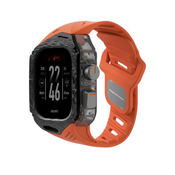 AULUMU Apple Watch Ultra 2 FKM Bumper Klf-Red Orange 