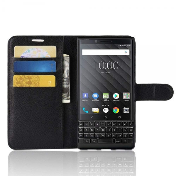 AVIDET BlackBerry KEY 2 Deri Czdan Klf-Black