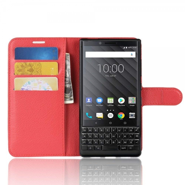 AVIDET BlackBerry KEY 2 Deri Czdan Klf-Red