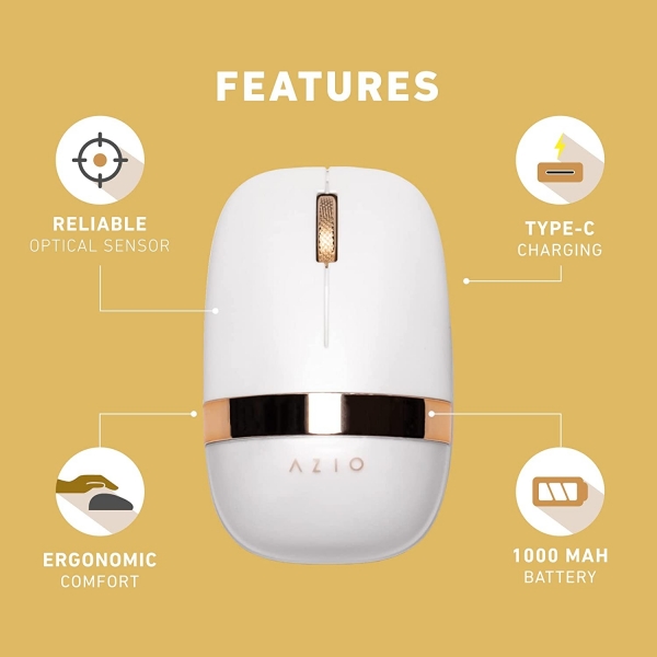 Azio IZO Wireless Bluetooth Mouse-White Blossom