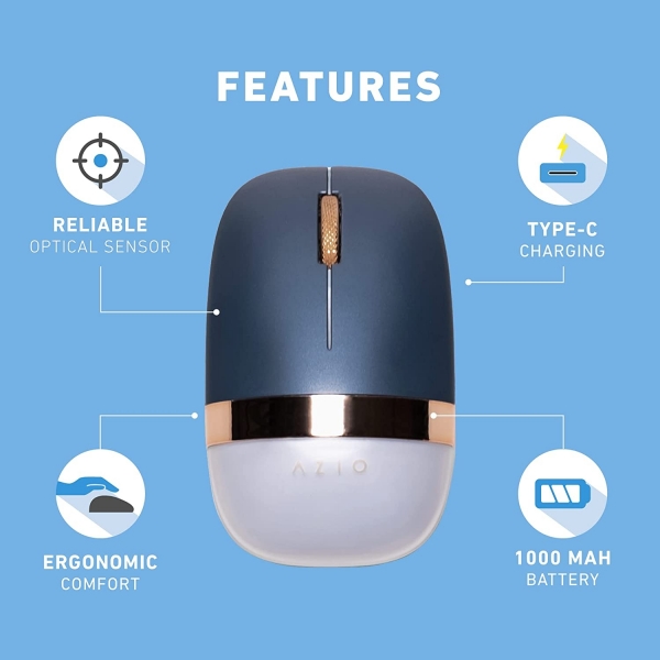 Azio IZO Wireless Bluetooth Mouse-Blue Iris