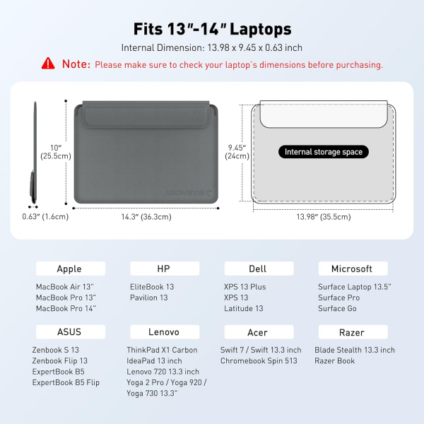 AboveTEK 2si 1 Arada Laptop Klf (13-14 in)-Grey