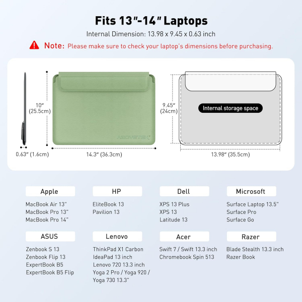 AboveTEK 2si 1 Arada Laptop Klf (13-14 in)-Sage Green