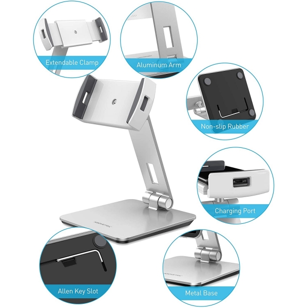 AboveTEK Kiosk Alminyum Telefon/Tablet Stand -Silver