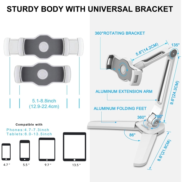 AboveTEK Highflex Tablet Stand-White