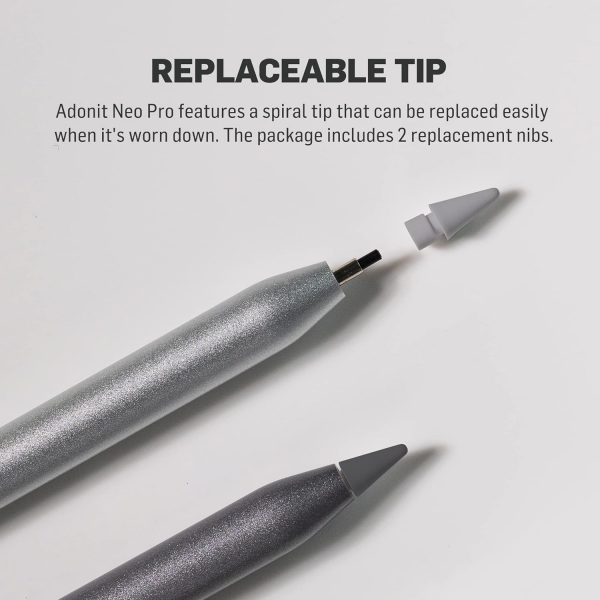 Adonit Neo Pro Manyetik Balantl Stylus Kalem-Matte Silver