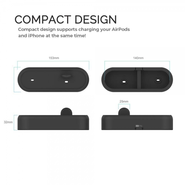 AhaStyle Apple Airpods/iPhone Silikon arj Stand-Black