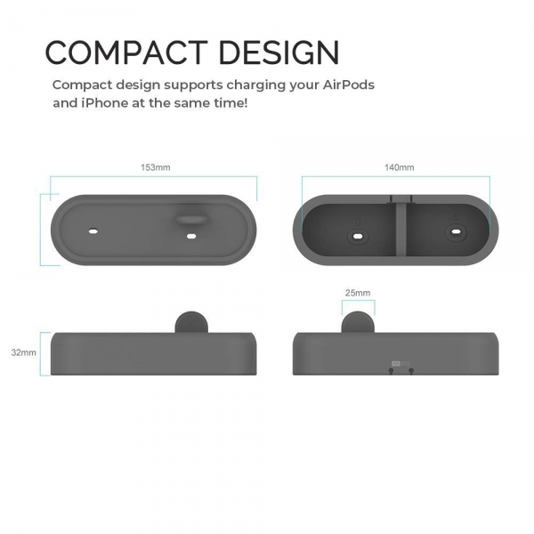 AhaStyle Apple Airpods/iPhone Silikon arj Stand-Gray