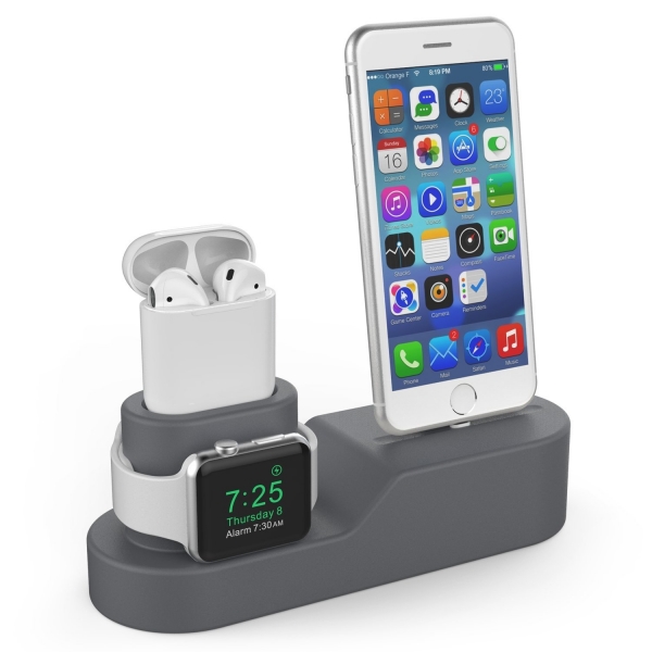 AhaStyle Apple Airpods/Watch/iPhone Silikon arj Stand-Dark Grey