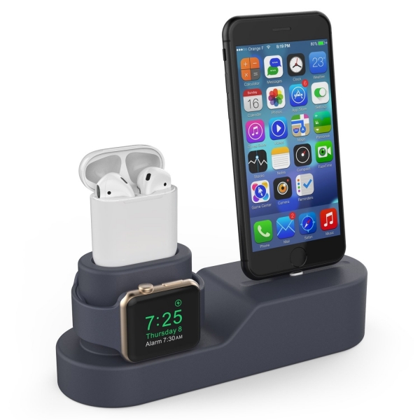 AhaStyle Apple Airpods/Watch/iPhone Silikon arj Stand-Navy