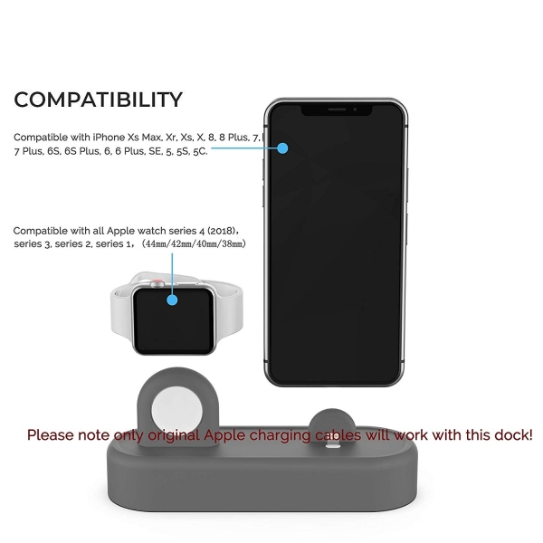 AhaStyle Apple Watch/iPhone Silikon arj Stand-Gray