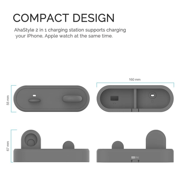 AhaStyle Apple Watch/iPhone Silikon arj Stand-Gray